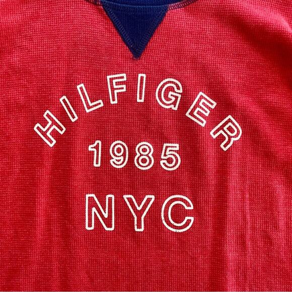 Tommy Hilfiger 1985 NYC Red Blue Thermal Shirt Top Womens Medium - Picture 4 of 15